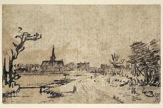 Landscape with Water, the Village of Amstelveen in the Background, C.1654-55-Rembrandt van Rijn-Giclee Print
