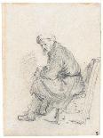 Old Man in a Turban, Seated in Profile, Turning to the Left (Chalk and Graphite on Paper)-Rembrandt van Rijn-Giclee Print