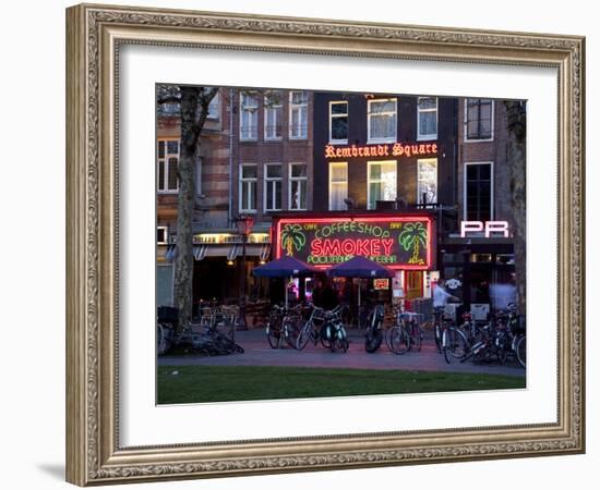 Rembrandtplein at Dusk, Amsterdam, Holland, Europe-Frank Fell-Framed Photographic Print