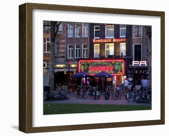 Rembrandtplein at Dusk, Amsterdam, Holland, Europe-Frank Fell-Framed Photographic Print