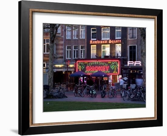 Rembrandtplein at Dusk, Amsterdam, Holland, Europe-Frank Fell-Framed Photographic Print