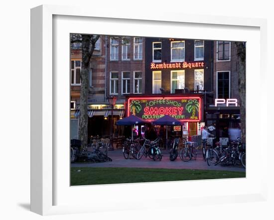 Rembrandtplein at Dusk, Amsterdam, Holland, Europe-Frank Fell-Framed Photographic Print