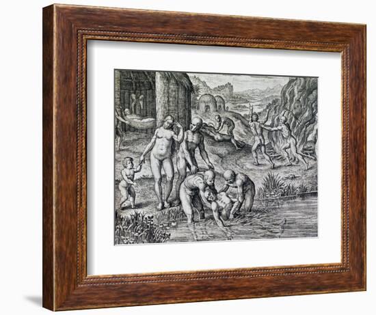 Remedies Used by Natives Against Disease, Engraving from Historia America-Theodor de Bry-Framed Giclee Print