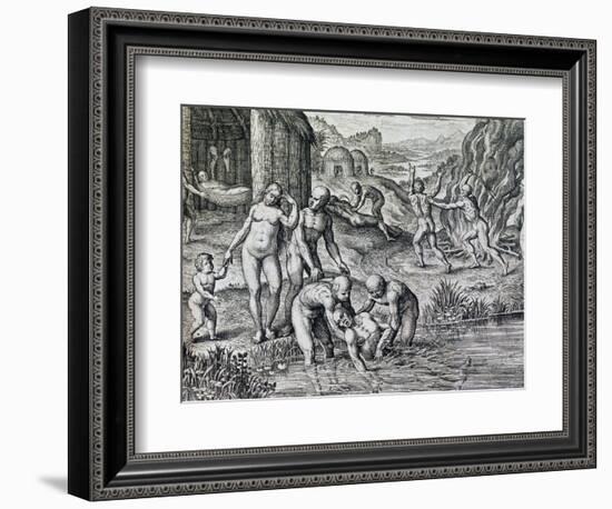 Remedies Used by Natives Against Disease, Engraving from Historia America-Theodor de Bry-Framed Giclee Print