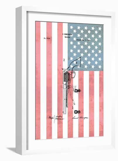 Remington Revolver & Flag, 186-Dan Sproul-Framed Art Print