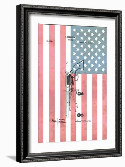 Remington Revolver & Flag, 186-Dan Sproul-Framed Art Print