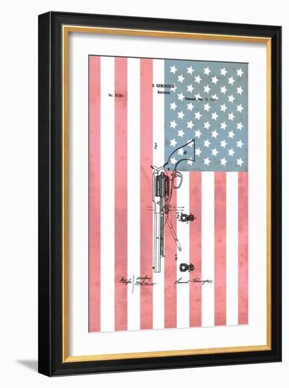 Remington Revolver & Flag, 186-Dan Sproul-Framed Art Print
