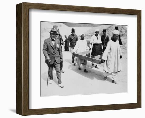 Removal of the gilt shrine from the Tomb of Tutankhamun, Valley of the Kings, Egypt, 1922-1923-Harry Burton-Framed Photographic Print