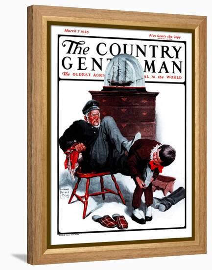 "Removing Sailor's Boots," Country Gentleman Cover, March 7, 1925-William Meade Prince-Framed Premier Image Canvas