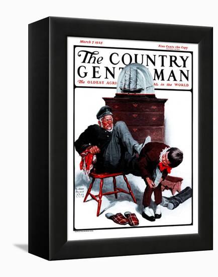 "Removing Sailor's Boots," Country Gentleman Cover, March 7, 1925-William Meade Prince-Framed Premier Image Canvas