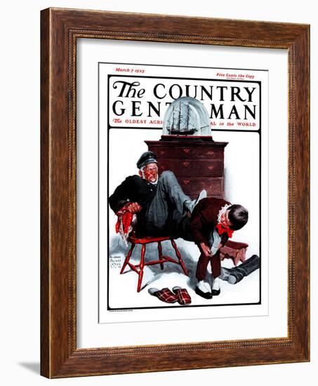 "Removing Sailor's Boots," Country Gentleman Cover, March 7, 1925-William Meade Prince-Framed Giclee Print