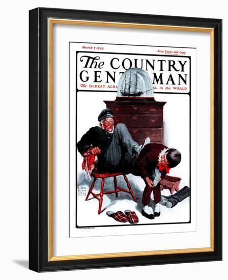 "Removing Sailor's Boots," Country Gentleman Cover, March 7, 1925-William Meade Prince-Framed Giclee Print
