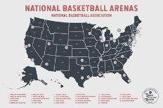 Basketball Stadium Bucket List Map in Beige-Ren Lane-Art Print