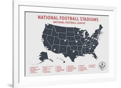 Football Stadium Bucket List Map in Beige' Art Print Ren Lane
