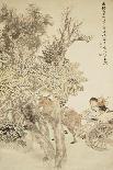 Two Boys Playing with Goldfish, 1879 (Hanging Scroll, Ink and Colour on Paper)-Ren Yi-Framed Premier Image Canvas