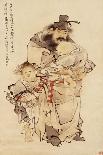 Two Boys Playing with Goldfish, 1879 (Hanging Scroll, Ink and Colour on Paper)-Ren Yi-Giclee Print