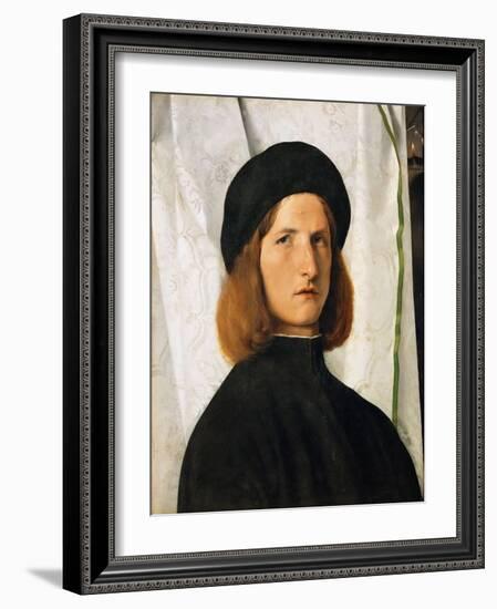 Renaissance : Portrait of a Young Man against a White Curtain Par Lotto, Lorenzo (1480-1556), C.150-Lorenzo Lotto-Framed Giclee Print