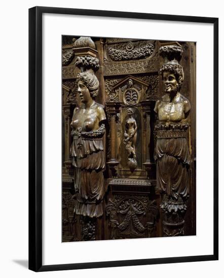 Renaissance Style Carved Walnut and Oak Wardrobe-null-Framed Giclee Print