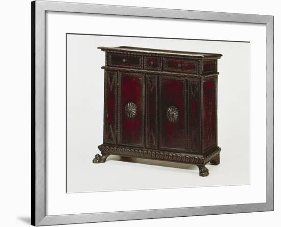 Renaissance Style Walnut Sideboard with Two Doors and Three Drawers with Inlays, Italy-null-Framed Giclee Print