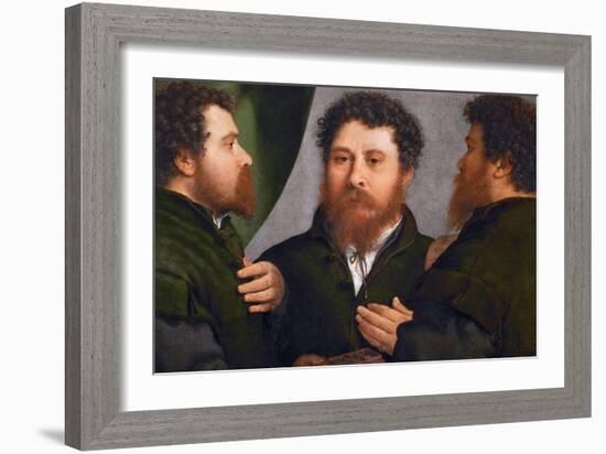 Renaissance : Triple Portrait D'orfevre - Portrait of a Goldsmith in Three Positions Par Lotto, Lor-Lorenzo Lotto-Framed Giclee Print