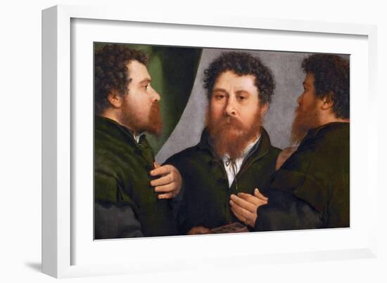 Renaissance : Triple Portrait D'orfevre - Portrait of a Goldsmith in Three Positions Par Lotto, Lor-Lorenzo Lotto-Framed Giclee Print