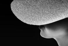 Woman Silhouette in Black and White Photo, Artistic Photo of Woman,Woman in Hat Fragment Photo, Con-Renata Apanaviciene-Photographic Print