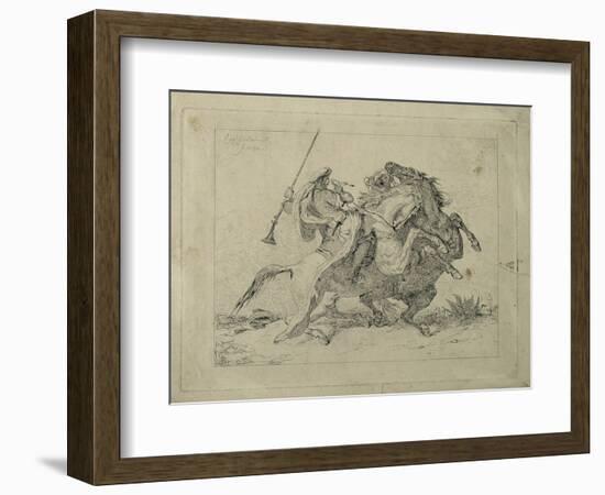 Rencontre de cavaliers maures-Eugene Delacroix-Framed Giclee Print