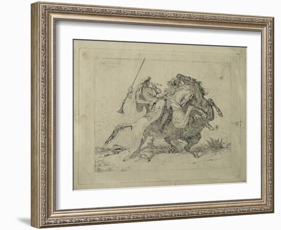 Rencontre de cavaliers maures-Eugene Delacroix-Framed Giclee Print