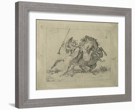 Rencontre de cavaliers maures-Eugene Delacroix-Framed Giclee Print