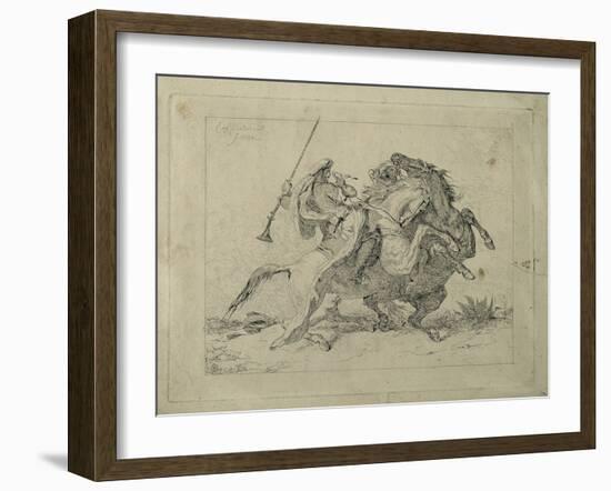 Rencontre de cavaliers maures-Eugene Delacroix-Framed Giclee Print