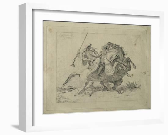 Rencontre de cavaliers maures-Eugene Delacroix-Framed Giclee Print