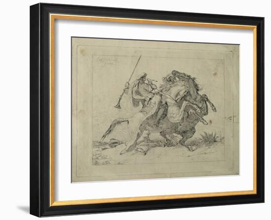 Rencontre de cavaliers maures-Eugene Delacroix-Framed Giclee Print