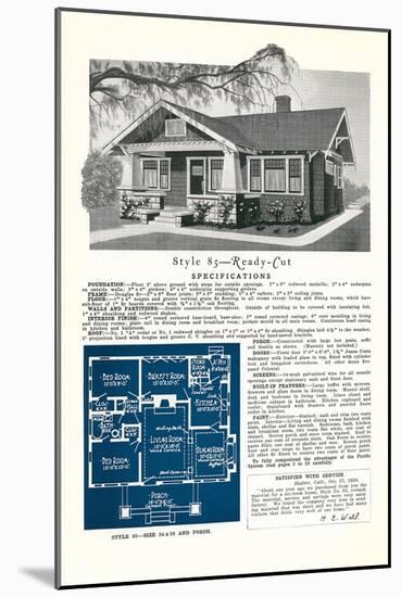 Rendering and Floor Plan of Craftsman House-null-Mounted Art Print