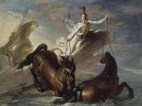Minerve abreuve ses chevaux dans l'océan au retour d'un combat-René Antoine Houasse-Giclee Print