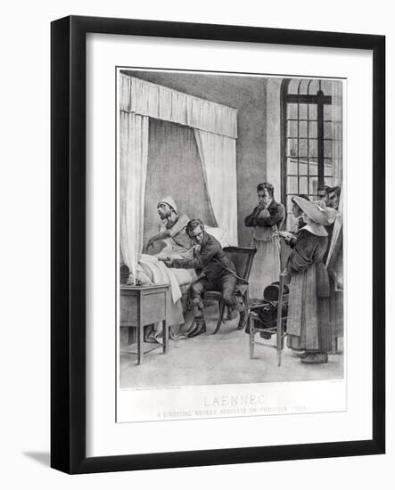 Rene Theophile Hyacinthe Laennec Listening to the Chest of a Man with Consumption, 1816-Theobald Chartran-Framed Giclee Print