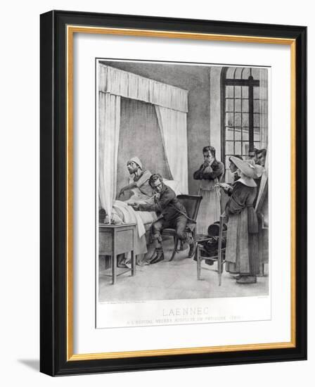 Rene Theophile Hyacinthe Laennec Listening to the Chest of a Man with Consumption, 1816-Theobald Chartran-Framed Giclee Print