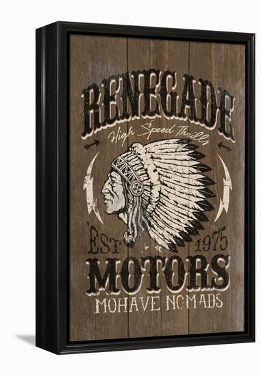 Renegade Motors - Vintage Wooden Sign-Lantern Press-Framed Stretched Canvas