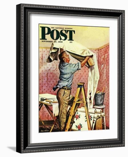 "Renegade Wallpaper," Saturday Evening Post Cover, November 26, 1949-Stevan Dohanos-Framed Giclee Print