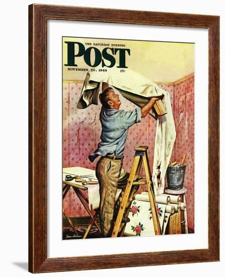 "Renegade Wallpaper," Saturday Evening Post Cover, November 26, 1949-Stevan Dohanos-Framed Giclee Print