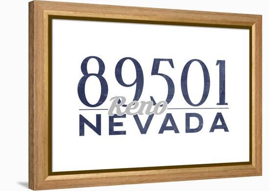 Reno, Nevada - 89501 Zip Code (Blue)-Lantern Press-Framed Stretched Canvas