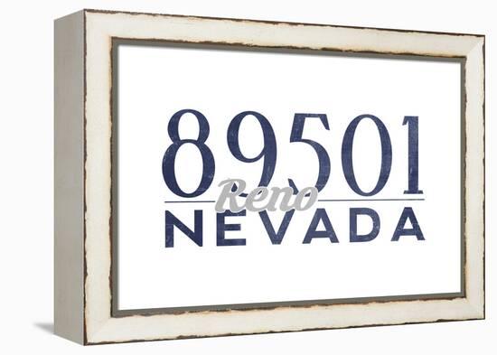 Reno, Nevada - 89501 Zip Code (Blue)-Lantern Press-Framed Stretched Canvas