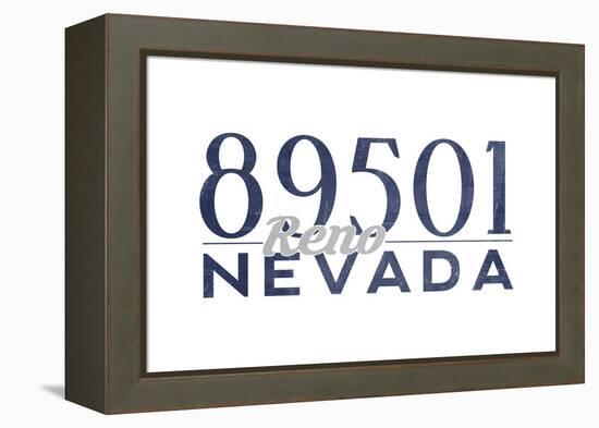 Reno, Nevada - 89501 Zip Code (Blue)-Lantern Press-Framed Stretched Canvas