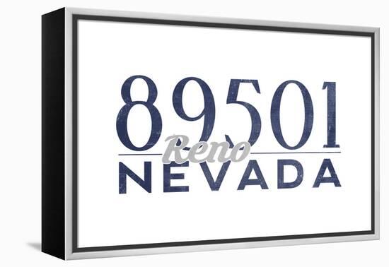 Reno, Nevada - 89501 Zip Code (Blue)-Lantern Press-Framed Stretched Canvas