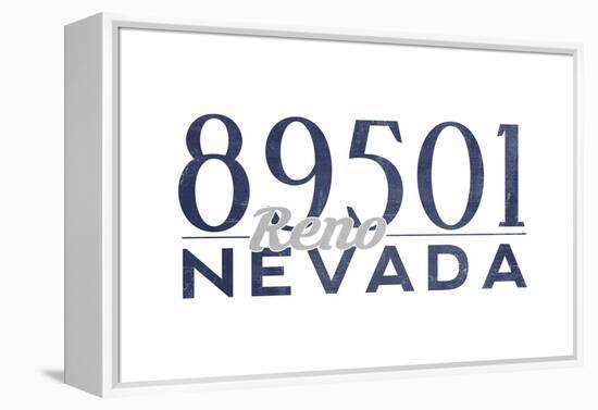 Reno, Nevada - 89501 Zip Code (Blue)-Lantern Press-Framed Stretched Canvas