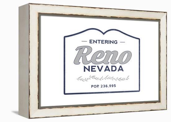 Reno, Nevada - Now Entering (Blue)-Lantern Press-Framed Stretched Canvas