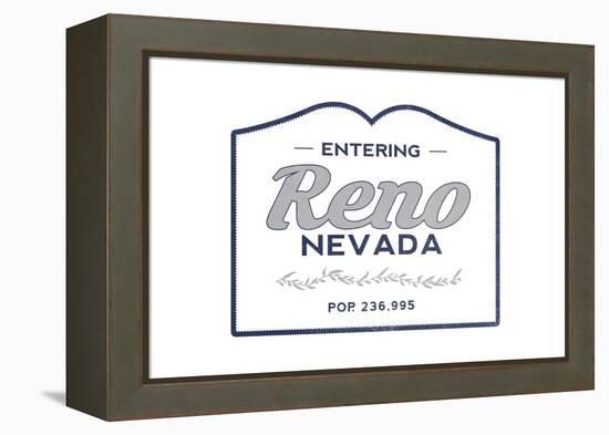 Reno, Nevada - Now Entering (Blue)-Lantern Press-Framed Stretched Canvas