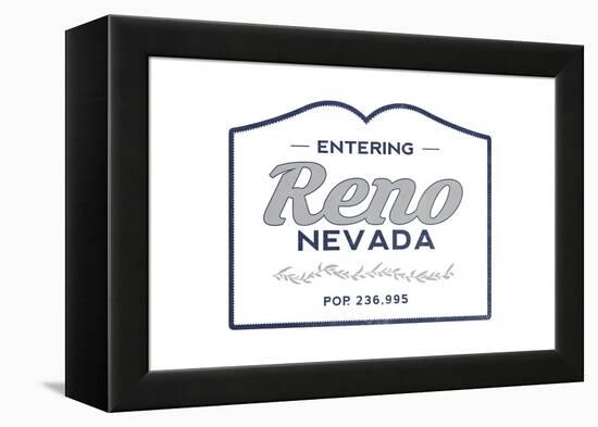 Reno, Nevada - Now Entering (Blue)-Lantern Press-Framed Stretched Canvas