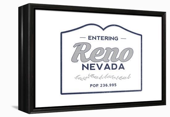 Reno, Nevada - Now Entering (Blue)-Lantern Press-Framed Stretched Canvas