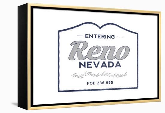 Reno, Nevada - Now Entering (Blue)-Lantern Press-Framed Stretched Canvas