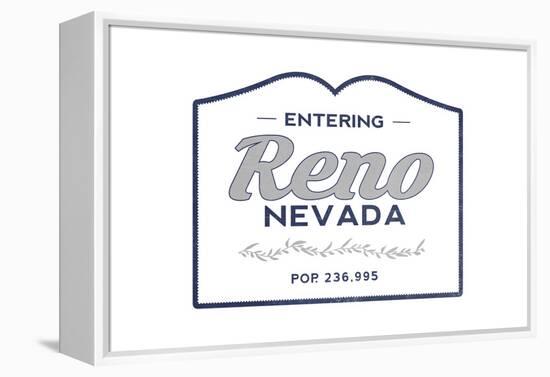 Reno, Nevada - Now Entering (Blue)-Lantern Press-Framed Stretched Canvas